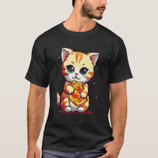 Cute Cat eating a pizza T-Shirt