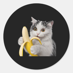 Cute Cat Eating Banana Funny Animal Art Sticker