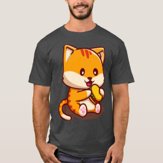 Cute Cat Eating Burger T-Shirt