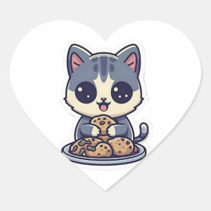 Cute Cat eating cookies Classic T-Shirt Heart Sticker