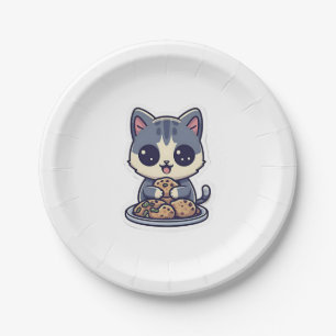 Cute Cat eating cookies Classic T-Shirt Paper Plate