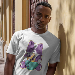 Cute Cat Eating Halloween Ramen T-Shirt