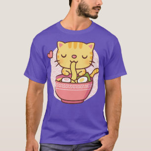 Cute Cat Eating Japanese Ramen Noodles T-Shirt