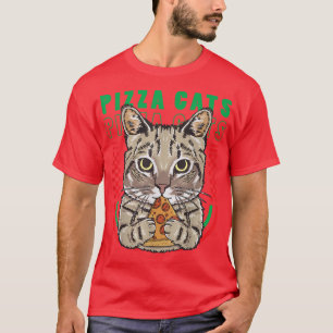 Cute Cat Eating Pizza  Funny Cat Pizza Lovers  T-Shirt