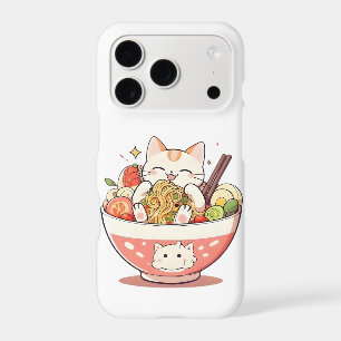 Cute Cat Eating Ramen Bowl Kawaii Design