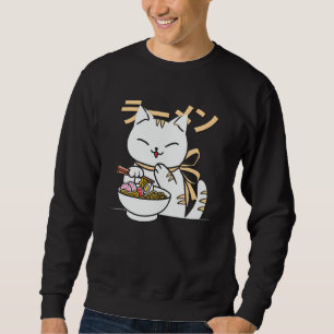 Cute Cat Eating Ramen Gift for Cat & Ramen Lover Sweatshirt