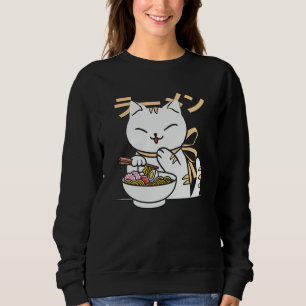 Cute Cat Eating Ramen Gift for Cat & Ramen Lover Sweatshirt