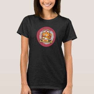Cute Cat Eating Sushi Character With Chopsticks   T-Shirt