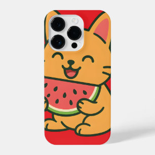 Cute Cat Eating Watermelon – Kawaii iPhone 14 Pro  iPhone 14 Pro Case