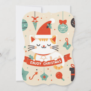 Cute Cat Enjoy Christmas season  Card