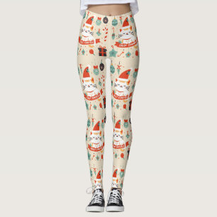 Cute Cat Enjoy Christmas season Leggings