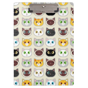 Cute Cat Expressions Pattern Clipboard