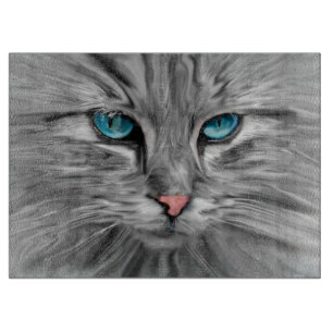 Cute Cat Eyes Face Water Colour Oil Painting Art Cutting Board