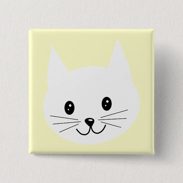 Cute Cat Face. 15 Cm Square Badge (Front)