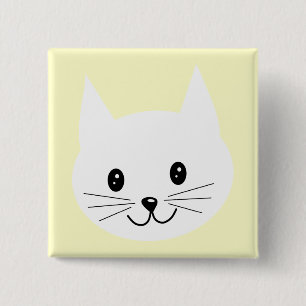Cute Cat Face. 15 Cm Square Badge