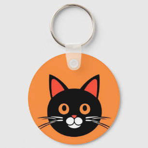 🐱 Cute Cat Face Bold Graphic Charm Gift 🔑 Key Ring