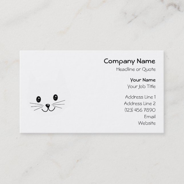Cute Cat Face. Business Card (Front)