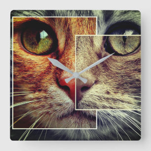 Cute Cat Face Collage Wall Clock