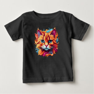 Cute Cat Face Digital Art -87002 Baby T-Shirt