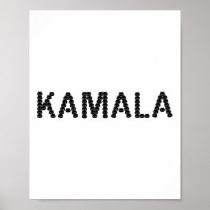Cute Cat Face Kamala Letter Funny Design Poster