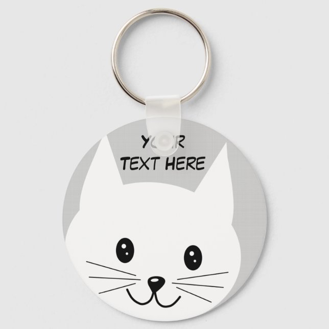 Cute Cat Face. Key Ring (Front)