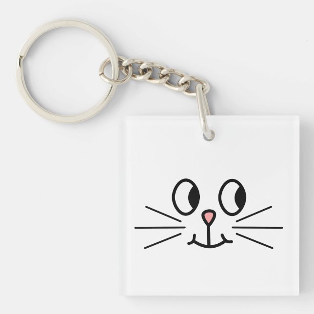 Cute Cat Face. Key Ring (Front)
