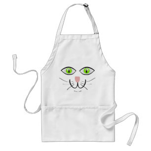 Cute Cat Face on White Standard Apron