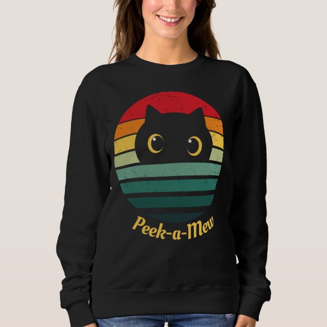 Cute Cat Face Peek a Mew Sweatshirt (Front)