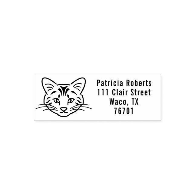 Cute Cat Face Personalised Return Address Self-inking Stamp (Design)