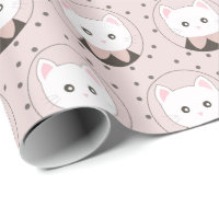 Cute Cat Face Pink Dotty Pattern