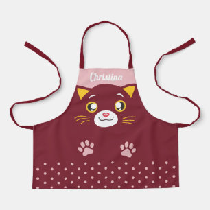Cute Cat Face Polka Dots for Kids All-Over Print Apron