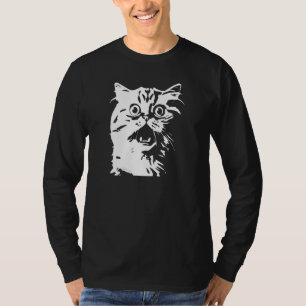 Cute Cat Face Silhouette Funny Minimalist T-Shirt