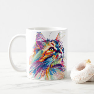 Cute Cat Face Vibrant Colours Coffee Mug