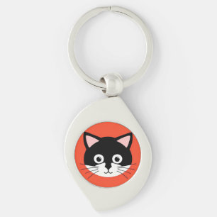 Cute Cat Face Vibrant Illustration Key Ring