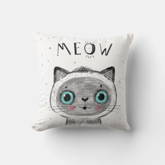 Cute Cat Face - You are magical MEOW Cushion (Front)