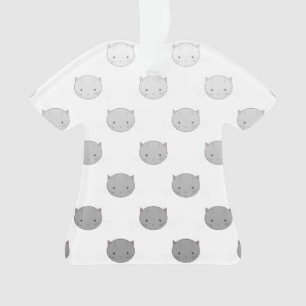 Cute Cat Faces Pattern Grey Ornament