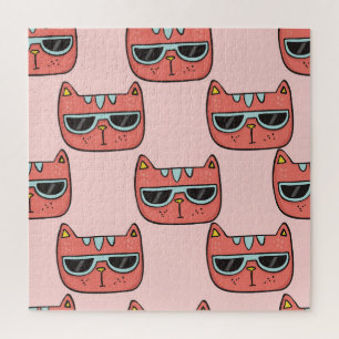 Cute cat faces, seamless pattern. jigsaw puzzle