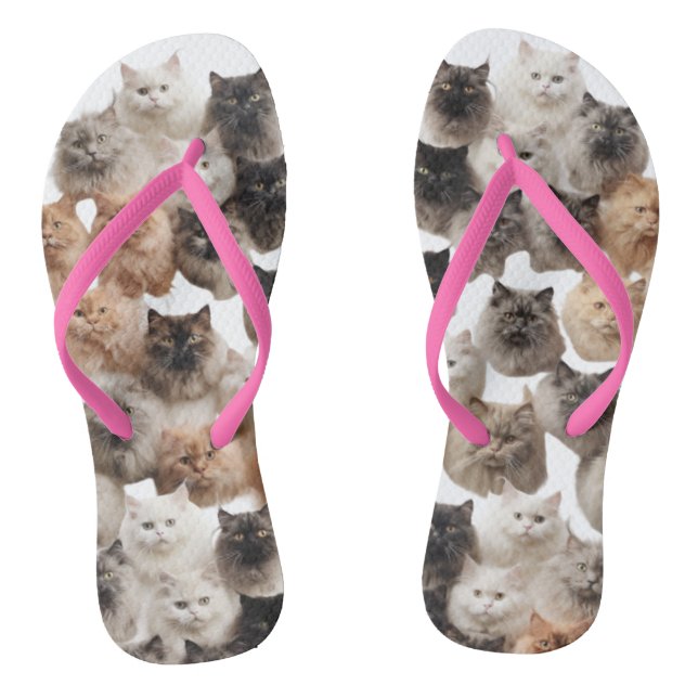 Cute Cat Faces Stylish Summer Thongs (Footbed)