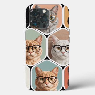 Cute Cat Faces with Glasses  iPhone 13 Pro Case
