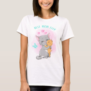 Cute cat family cat mum tshirt, Best mum ever gift T-Shirt