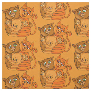 Cute Cat Family custom colour fabric