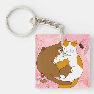 Cute Cat Family Keychain