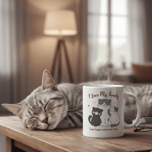 Cute Cat Family Mug I Love My Family Love Begins 