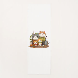 Cute cat family yoga mat