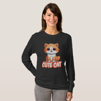 "Cute Cat Fashion Print – Stylish Kitty Design for T-Shirt