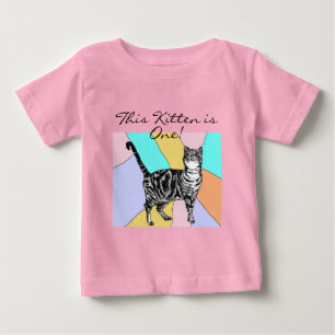 Cute Cat First Birthday Pastel Cats Baby Kitten T-Shirt