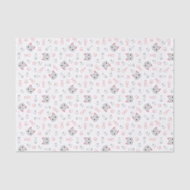 Cute Cat & Fish Bones Tissue Paper (Front)