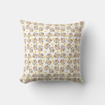 Cute Cat & Fish Pattern Throw Pillow
