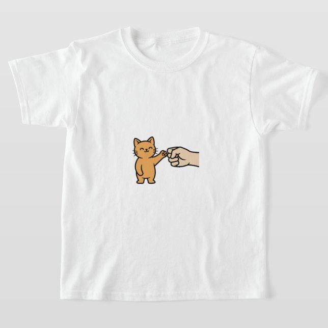 Cute Cat Fist Bump Modern Art Tee for Children (Laydown)