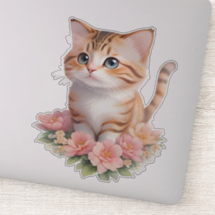Cute Cat Floral Whimsical Feline